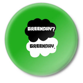 Значок с принтом Green day в Екатеринбурге,  металл | круглая форма, металлическая застежка в виде булавки | Тематика изображения на принте: green day | грин дей | зеленый день