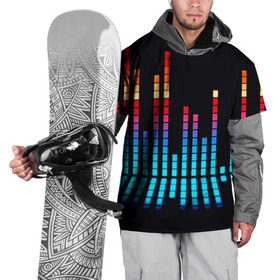 Накидка на куртку 3D с принтом Эквалайзер неон в Екатеринбурге, 100% полиэстер |  | музыка | полосы | разноцветный | яркий