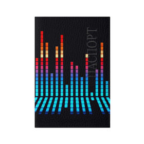 Обложка для паспорта матовая кожа с принтом Эквалайзер неон в Екатеринбурге, натуральная матовая кожа | размер 19,3 х 13,7 см; прозрачные пластиковые крепления | Тематика изображения на принте: музыка | полосы | разноцветный | яркий