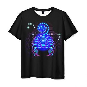 Мужская футболка 3D с принтом Скорпион в Екатеринбурге, 100% полиэфир | прямой крой, круглый вырез горловины, длина до линии бедер | scorpius | арт | астрономия | другие | звезды | знак зодиака | космос | неоновые | прикольные | скорпион | яркие