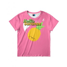 Детская футболка 3D с принтом Ананас в Екатеринбурге, 100% гипоаллергенный полиэфир | прямой крой, круглый вырез горловины, длина до линии бедер, чуть спущенное плечо, ткань немного тянется | Тематика изображения на принте: 