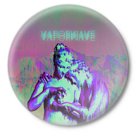 Значок с принтом Vaporwave статуя в Екатеринбурге,  металл | круглая форма, металлическая застежка в виде булавки | 2к17 | iwkyasap | vaporwave | мода | музыка vaporwave | статуя | стиль | хайп
