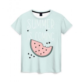 Женская футболка 3D с принтом Summer в Екатеринбурге, 100% полиэфир ( синтетическое хлопкоподобное полотно) | прямой крой, круглый вырез горловины, длина до линии бедер | hipster | swag | vegan | vegetarian | веган | вегетарианство | еда | свэг | хипстер