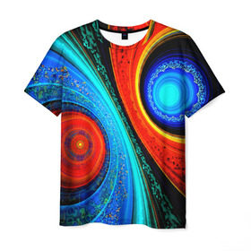 Мужская футболка 3D с принтом Двойной фрактал в Екатеринбурге, 100% полиэфир | прямой крой, круглый вырез горловины, длина до линии бедер | абстракция | цветные | яркие