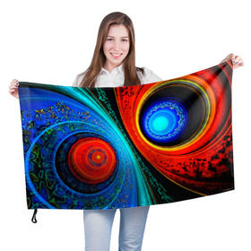 Флаг 3D с принтом Двойной фрактал в Екатеринбурге, 100% полиэстер | плотность ткани — 95 г/м2, размер — 67 х 109 см. Принт наносится с одной стороны | абстракция | цветные | яркие