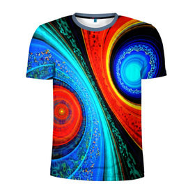 Мужская футболка 3D спортивная с принтом Двойной фрактал в Екатеринбурге, 100% полиэстер с улучшенными характеристиками | приталенный силуэт, круглая горловина, широкие плечи, сужается к линии бедра | абстракция | цветные | яркие