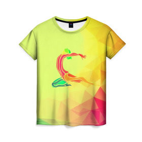 Женская футболка 3D с принтом Гимнастика в Екатеринбурге, 100% полиэфир ( синтетическое хлопкоподобное полотно) | прямой крой, круглый вырез горловины, длина до линии бедер | 3d | абстракция | арт | гимнастика | другие | полигоны | прикольные | спорт | цветные | яркие