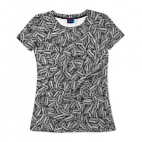 Женская футболка 3D с принтом Бритвы в Екатеринбурге, 100% полиэфир ( синтетическое хлопкоподобное полотно) | прямой крой, круглый вырез горловины, длина до линии бедер | борода | бритва | бритье | лезвие | металл | паттрен | серый | текстура