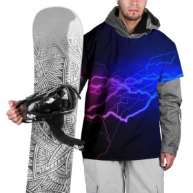 Накидка на куртку 3D с принтом Столкновение энергии в Екатеринбурге, 100% полиэстер |  | молния | разряд | электричество | яркий