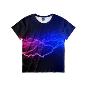 Детская футболка 3D с принтом Столкновение энергии в Екатеринбурге, 100% гипоаллергенный полиэфир | прямой крой, круглый вырез горловины, длина до линии бедер, чуть спущенное плечо, ткань немного тянется | молния | разряд | электричество | яркий