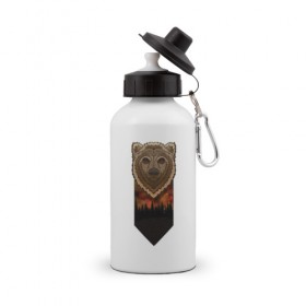 Бутылка спортивная с принтом Космический медведь в Екатеринбурге, металл | емкость — 500 мл, в комплекте две пластиковые крышки и карабин для крепления | 