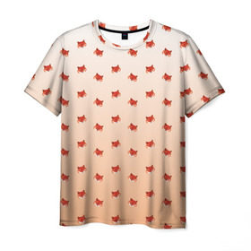 Мужская футболка 3D с принтом лисица паттерн low poly в Екатеринбурге, 100% полиэфир | прямой крой, круглый вырез горловины, длина до линии бедер | low poly | pattern | запечатка | звери | лес | лиса | лисица | лисичка | оранжевый | паттерн
