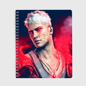 Тетрадь с принтом DmC Devil May Cry в Екатеринбурге, 100% бумага | 48 листов, плотность листов — 60 г/м2, плотность картонной обложки — 250 г/м2. Листы скреплены сбоку удобной пружинной спиралью. Уголки страниц и обложки скругленные. Цвет линий — светло-серый
 | Тематика изображения на принте: dante | данте