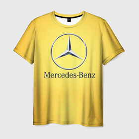 Мужская футболка 3D с принтом Yellow Benz в Екатеринбурге, 100% полиэфир | прямой крой, круглый вырез горловины, длина до линии бедер | car | mercedes | авто | мерседес