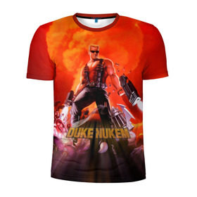 Мужская футболка 3D спортивная с принтом Duke Nukem в Екатеринбурге, 100% полиэстер с улучшенными характеристиками | приталенный силуэт, круглая горловина, широкие плечи, сужается к линии бедра | брутальный | взрыв | дюк нюмем | мужик | огонь | радиация | ядерный