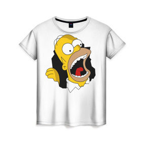 Женская футболка 3D с принтом The Simpsons в Екатеринбурге, 100% полиэфир ( синтетическое хлопкоподобное полотно) | прямой крой, круглый вырез горловины, длина до линии бедер | гомер | крик | симпсоны | спрингфилд
