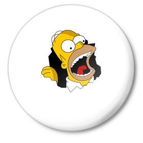 Значок с принтом The Simpsons в Екатеринбурге,  металл | круглая форма, металлическая застежка в виде булавки | Тематика изображения на принте: гомер | крик | симпсоны | спрингфилд