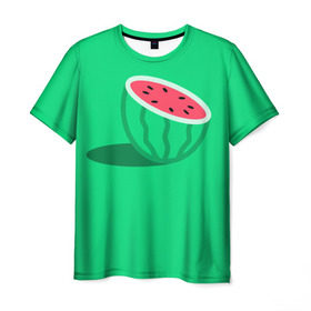 Мужская футболка 3D с принтом Арбуз в Екатеринбурге, 100% полиэфир | прямой крой, круглый вырез горловины, длина до линии бедер | fruits | vegan | vegetables | vegetarian | веган | вегетарианство | еда | овощи | фрукты