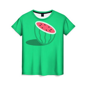 Женская футболка 3D с принтом Арбуз в Екатеринбурге, 100% полиэфир ( синтетическое хлопкоподобное полотно) | прямой крой, круглый вырез горловины, длина до линии бедер | Тематика изображения на принте: fruits | vegan | vegetables | vegetarian | веган | вегетарианство | еда | овощи | фрукты