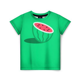 Детская футболка 3D с принтом Арбуз в Екатеринбурге, 100% гипоаллергенный полиэфир | прямой крой, круглый вырез горловины, длина до линии бедер, чуть спущенное плечо, ткань немного тянется | fruits | vegan | vegetables | vegetarian | веган | вегетарианство | еда | овощи | фрукты