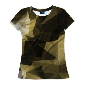Женская футболка 3D с принтом Camo - Black & Yellow (Чёрно-жёлтый камуфляж) в Екатеринбурге, 100% полиэфир ( синтетическое хлопкоподобное полотно) | прямой крой, круглый вырез горловины, длина до линии бедер | 0x000000123 | camo | камуфляж