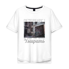 Мужская футболка хлопок Oversize с принтом Петербург в Екатеринбурге, 100% хлопок | свободный крой, круглый ворот, “спинка” длиннее передней части | 