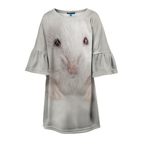Детское платье 3D с принтом Крыса в Екатеринбурге, 100% полиэстер | прямой силуэт, чуть расширенный к низу. Круглая горловина, на рукавах — воланы | животные | крыса | мордочка | мышка | мышь | природа