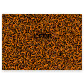 Поздравительная открытка с принтом The Prodigy в Екатеринбурге, 100% бумага | плотность бумаги 280 г/м2, матовая, на обратной стороне линовка и место для марки
 | Тематика изображения на принте: муравей | оранжевый | панк | паттерн | продиджи | рейв | текстура | техно