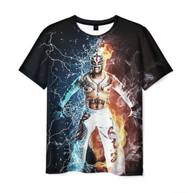 Мужская футболка 3D с принтом Рей Мистерио в Екатеринбурге, 100% полиэфир | прямой крой, круглый вырез горловины, длина до линии бедер | wrestling