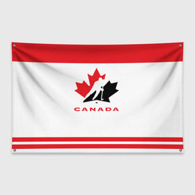 Флаг-баннер с принтом TEAM CANADA в Екатеринбурге, 100% полиэстер | размер 67 х 109 см, плотность ткани — 95 г/м2; по краям флага есть четыре люверса для крепления | Тематика изображения на принте: 2017 | canada | team | teamcanada | канада | мира | россия | хоккей | чемпионат | чм2017