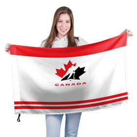 Флаг 3D с принтом TEAM CANADA в Екатеринбурге, 100% полиэстер | плотность ткани — 95 г/м2, размер — 67 х 109 см. Принт наносится с одной стороны | 2017 | canada | team | teamcanada | канада | мира | россия | хоккей | чемпионат | чм2017