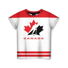 Детская футболка 3D с принтом TEAM CANADA в Екатеринбурге, 100% гипоаллергенный полиэфир | прямой крой, круглый вырез горловины, длина до линии бедер, чуть спущенное плечо, ткань немного тянется | 2017 | canada | team | teamcanada | канада | мира | россия | хоккей | чемпионат | чм2017