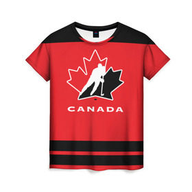 Женская футболка 3D с принтом TEAM CANADA в Екатеринбурге, 100% полиэфир ( синтетическое хлопкоподобное полотно) | прямой крой, круглый вырез горловины, длина до линии бедер | 2017 | canada | hochey | team | teamcanada | канада | мира | россия | хоккей | чемпионат | чм2017