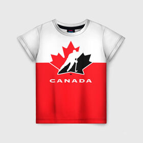Детская футболка 3D с принтом TEAM CANADA в Екатеринбурге, 100% гипоаллергенный полиэфир | прямой крой, круглый вырез горловины, длина до линии бедер, чуть спущенное плечо, ткань немного тянется | 2017 | canada | hochey | team | teamcanada | канада | мира | россия | хоккей | чемпионат | чм2017