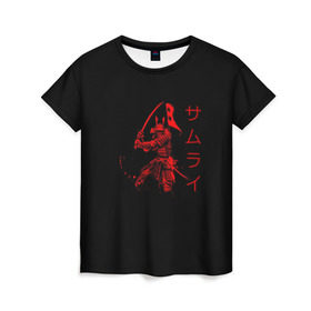 Женская футболка 3D с принтом Японские иероглифы - самурай в Екатеринбурге, 100% полиэфир ( синтетическое хлопкоподобное полотно) | прямой крой, круглый вырез горловины, длина до линии бедер | азия | воин | катана | меч | сегун | сэнсэй | харакири | честь | японец | япония