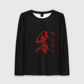 Женский лонгслив 3D с принтом Японские иероглифы - самурай в Екатеринбурге, 100% полиэстер | длинные рукава, круглый вырез горловины, полуприлегающий силуэт | азия | воин | катана | меч | сегун | сэнсэй | харакири | честь | японец | япония
