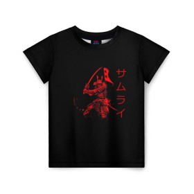 Детская футболка 3D с принтом Японские иероглифы - самурай в Екатеринбурге, 100% гипоаллергенный полиэфир | прямой крой, круглый вырез горловины, длина до линии бедер, чуть спущенное плечо, ткань немного тянется | азия | воин | катана | меч | сегун | сэнсэй | харакири | честь | японец | япония