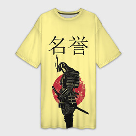 Платье-футболка 3D с принтом Японский самурай (честь) в Екатеринбурге,  |  | Тематика изображения на принте: meiyo | самурай | япония