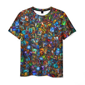 Мужская футболка 3D с принтом Герои DOTA2 в Екатеринбурге, 100% полиэфир | прямой крой, круглый вырез горловины, длина до линии бедер | rpg | warcraft | дота | карточки | паттерн | персонажи | стратегия | текстура