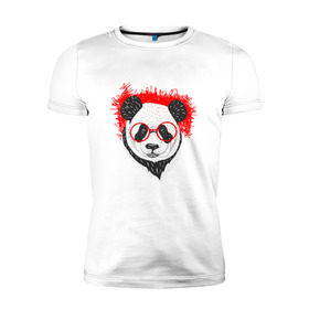 Мужская футболка премиум с принтом Умная панда в Екатеринбурге, 92% хлопок, 8% лайкра | приталенный силуэт, круглый вырез ворота, длина до линии бедра, короткий рукав | абстрактная | каракули | милая | очкарик | очки | панда | ручная графика | умный