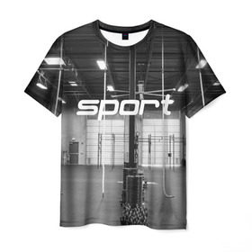 Мужская футболка 3D с принтом Спортзал в Екатеринбурге, 100% полиэфир | прямой крой, круглый вырез горловины, длина до линии бедер | crossfit | атлетика | зал | качалка | кроссфит | тренажер | тяжелая | фитнес