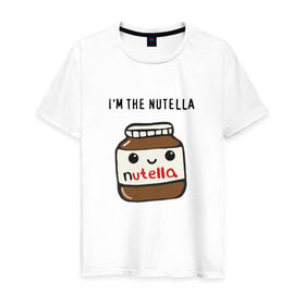 Мужская футболка хлопок с принтом Нутелла в Екатеринбурге, 100% хлопок | прямой крой, круглый вырез горловины, длина до линии бедер, слегка спущенное плечо. | девушка | жена | любовь | нутелла | пара | сердце | шоколадка