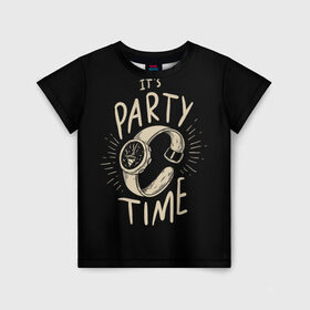 Детская футболка 3D с принтом Party time в Екатеринбурге, 100% гипоаллергенный полиэфир | прямой крой, круглый вырез горловины, длина до линии бедер, чуть спущенное плечо, ткань немного тянется | 