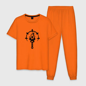 Мужская пижама хлопок с принтом Darkest Dungeon в Екатеринбурге, 100% хлопок | брюки и футболка прямого кроя, без карманов, на брюках мягкая резинка на поясе и по низу штанин
 | 