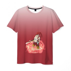 Мужская футболка 3D с принтом Erza Scarlet (Fairy Tail) в Екатеринбурге, 100% полиэфир | прямой крой, круглый вырез горловины, длина до линии бедер | 