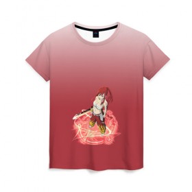 Женская футболка 3D с принтом Erza Scarlet (Fairy Tail) в Екатеринбурге, 100% полиэфир ( синтетическое хлопкоподобное полотно) | прямой крой, круглый вырез горловины, длина до линии бедер | 