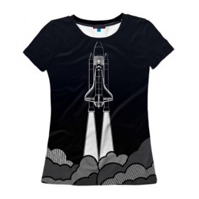 Женская футболка 3D с принтом Ракета в Екатеринбурге, 100% полиэфир ( синтетическое хлопкоподобное полотно) | прямой крой, круглый вырез горловины, длина до линии бедер | 