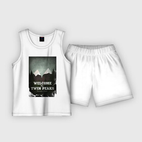 Детская пижама с шортами хлопок с принтом Twin Peaks в Екатеринбурге,  |  | twin peaks | дэвид линч | лес | лора палмер | сова | твин пикс | туман