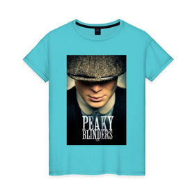 Женская футболка хлопок с принтом Peaky Blinders в Екатеринбурге, 100% хлопок | прямой крой, круглый вырез горловины, длина до линии бедер, слегка спущенное плечо | бандиты | бритва | острые козырьки