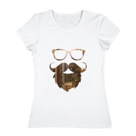 Женская футболка хлопок с принтом Хипстер в Екатеринбурге, 100% хлопок | прямой крой, круглый вырез горловины, длина до линии бедер, слегка спущенное плечо | 
